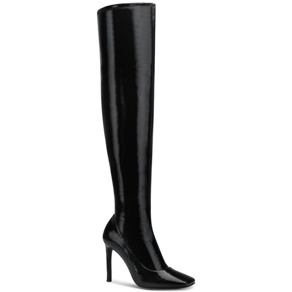 INC Womens Keenah Black Patent Square Toe Tall Thigh-High Boots Shoes